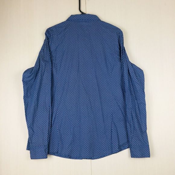 CINCH Men Blue with Red Circles Button Up Pocket Long Sleeve Shirt Size XXL - Picture 7 of 12